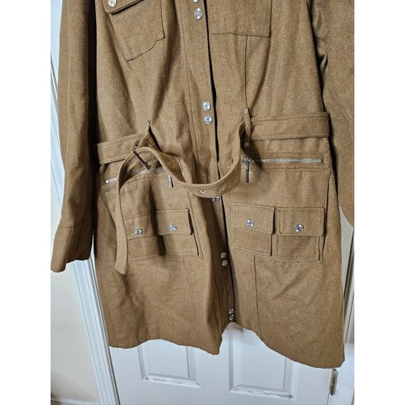 Rocawear Trench Retro Hip Hop 90s Hooded trench Coat Size 2XL Wool Blend Womens - Picture 5 of 16